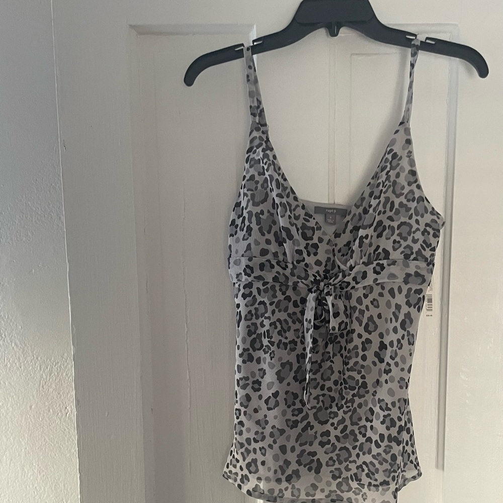 Apt. 9 Black and Gray Leopard Print Camisole Small NWT